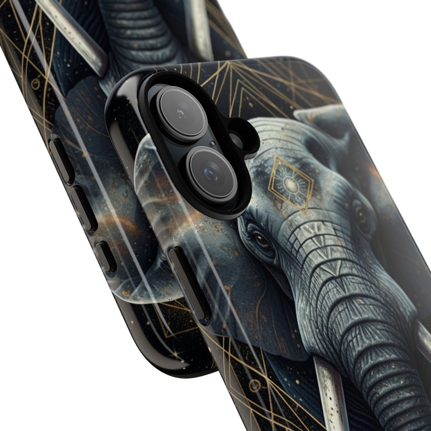 Elephant Mandala Phone Case – Black and Gold Spiritual Elephant Tough Protective Case
