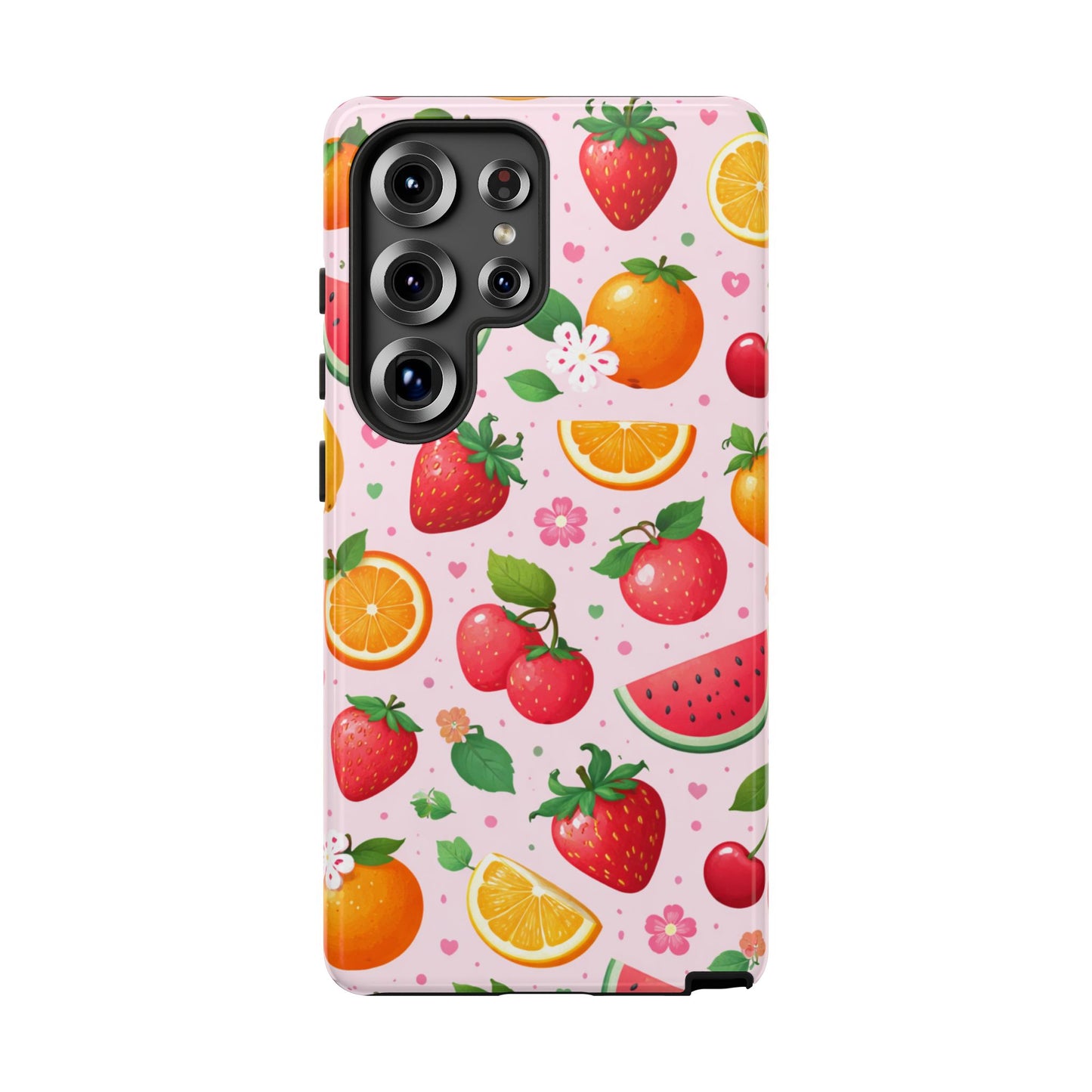 Fruit Phone Case – Tough Shockproof, Strawberry Cherry Citrus Summer Design for Iphone, Samsung Galaxy and Pixel