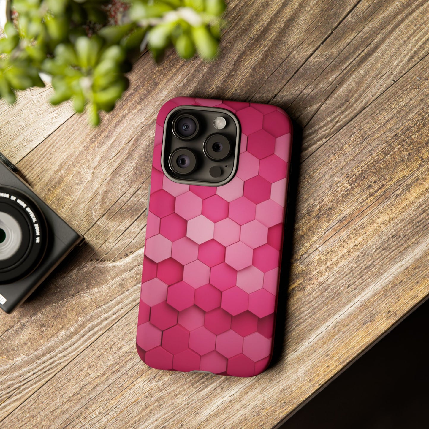 Hot Pink Hexagon Phone Case | Honeycomb Geometric Aesthetic | Cute Pink iPhone & Samsung Tough Protective Case