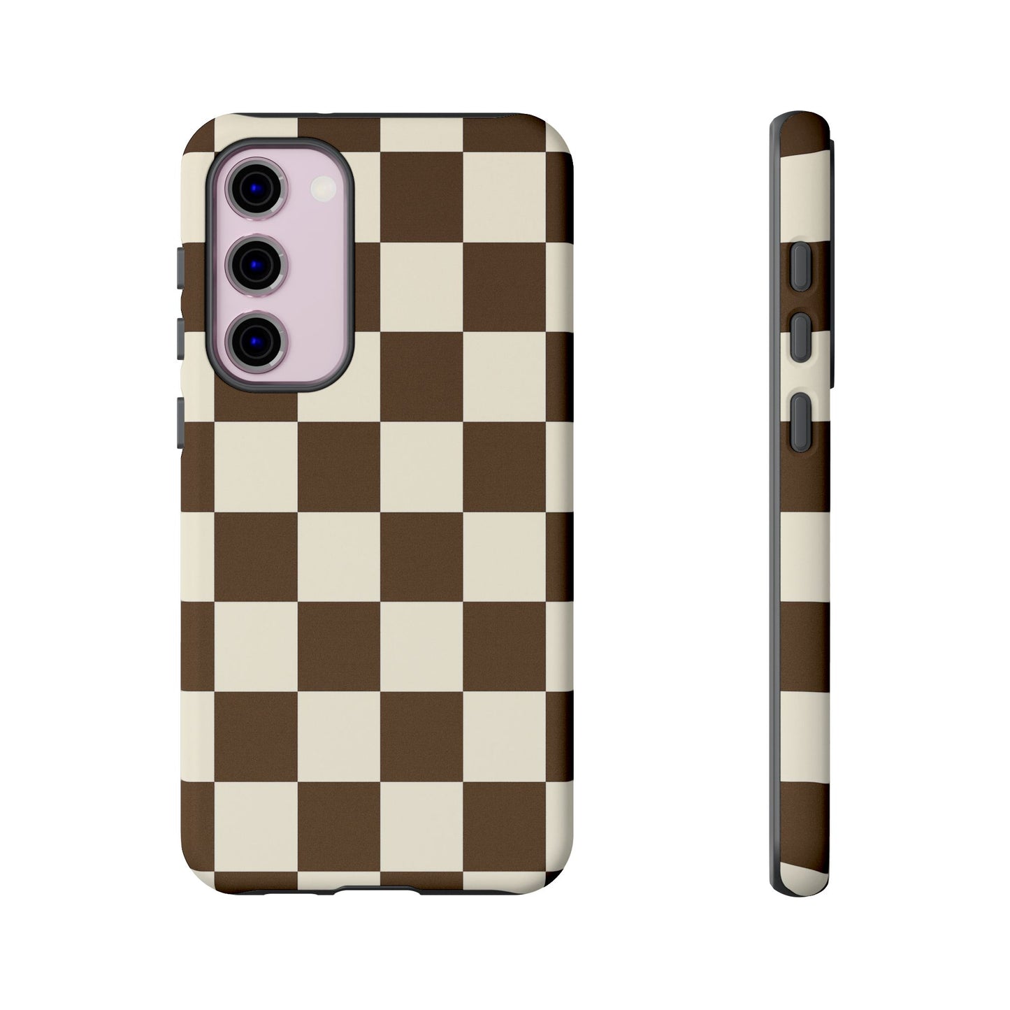 Mocha Checkerboard Phone Case | Neutral Aesthetic Tough Case