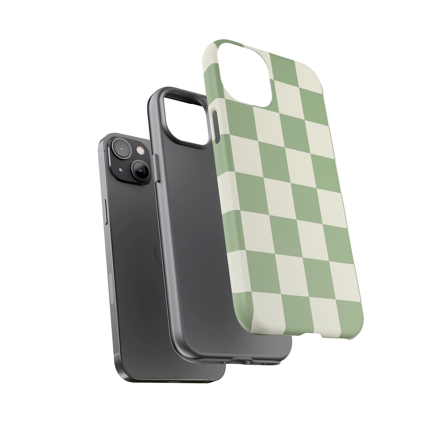 Sage Green Checkerboard Phone Case | Minimal Aesthetic Checkered iPhone & Samsung Tough Case