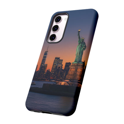 Statue of Liberty Sunset Phone Case – New York City Skyline Travel Aesthetic Tough Case