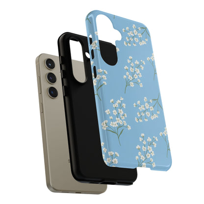 Baby’s Breath Floral Phone Case – Blue Minimal Flower Aesthetic Tough Case