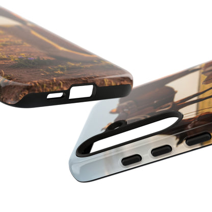 Western Cowboy Boots Phone Case – Rustic Horse Sunset Tough Case (iPhone, Samsung, Pixel)
