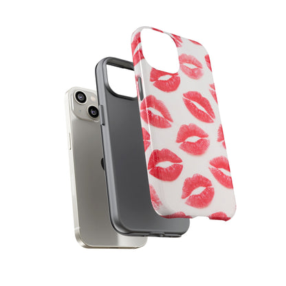Red Lipstick Kiss Phone Case – Sexy Lip Print Pattern Tough Protective Cover