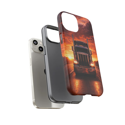 Big Rig Truck Phone Case Sunset Highway Semi Truck iPhone Samsung Cover