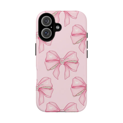 Pink Bow Pattern Phone Case | Coquette Aesthetic Tough Protective Case