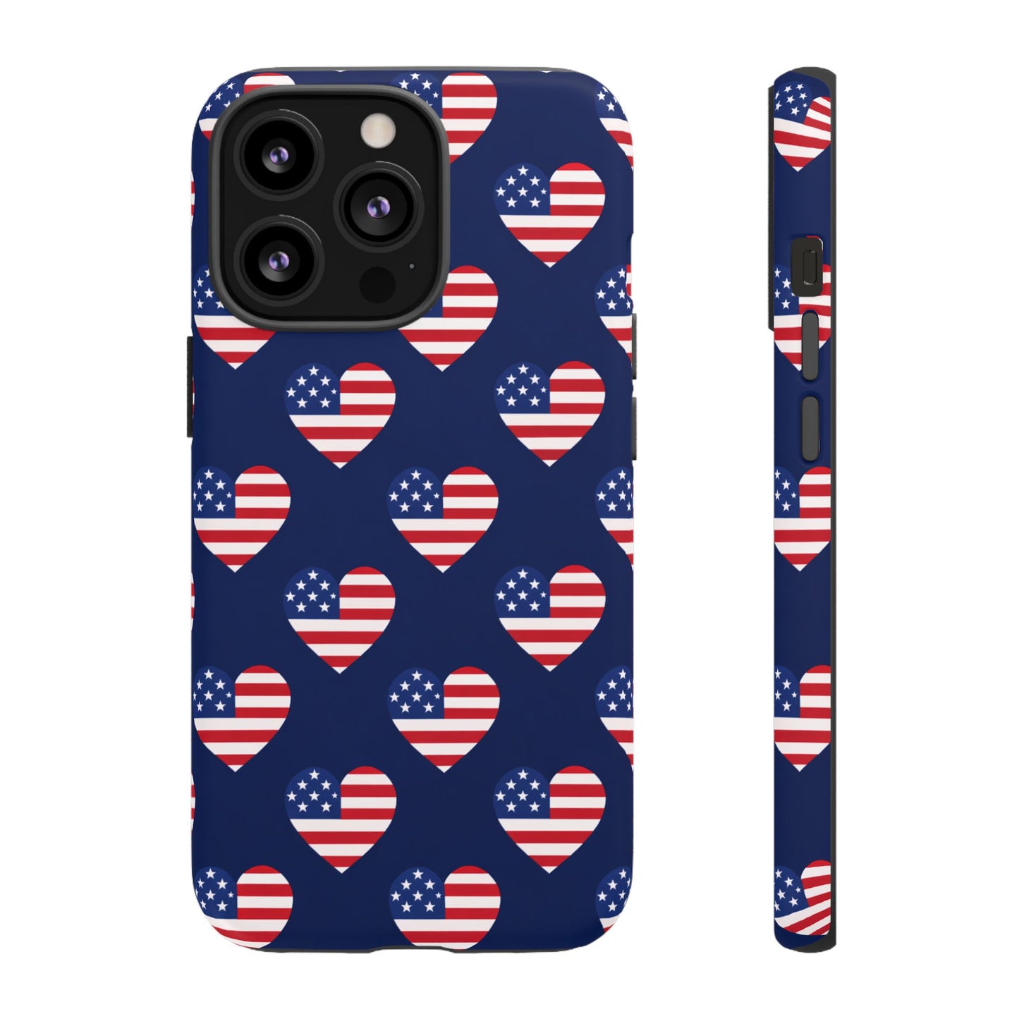 Patriotic American Flag Heart Phone Case – Tough Shockproof, USA Stars & Stripes for Iphone, Samsung Galaxy and Pixel
