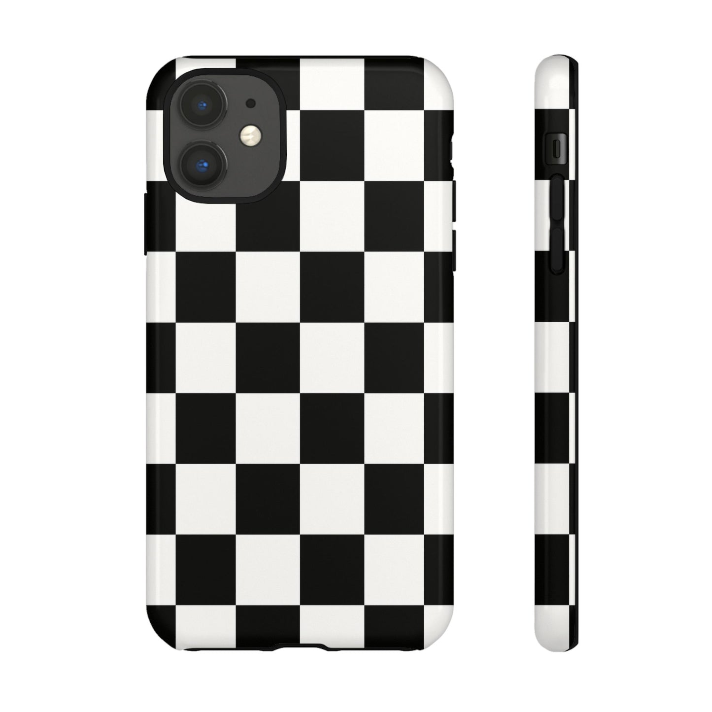 Black & White Checkerboard Phone Case – Classic Aesthetic Tough Protective Case