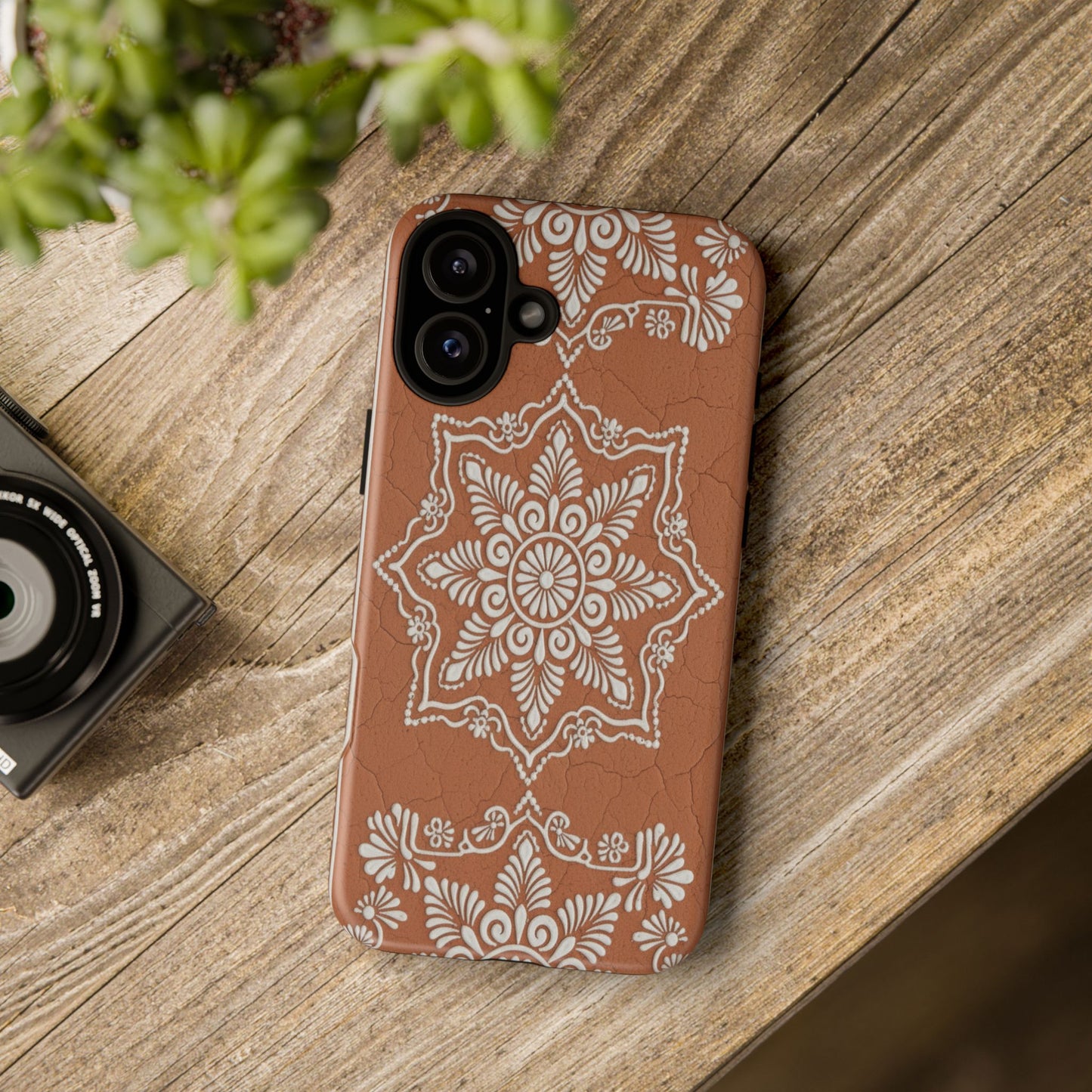 Talavera Terracotta Phone Case | Mexican Floral Pattern iPhone & Samsung Tough Case | Boho Clay Aesthetic Cover