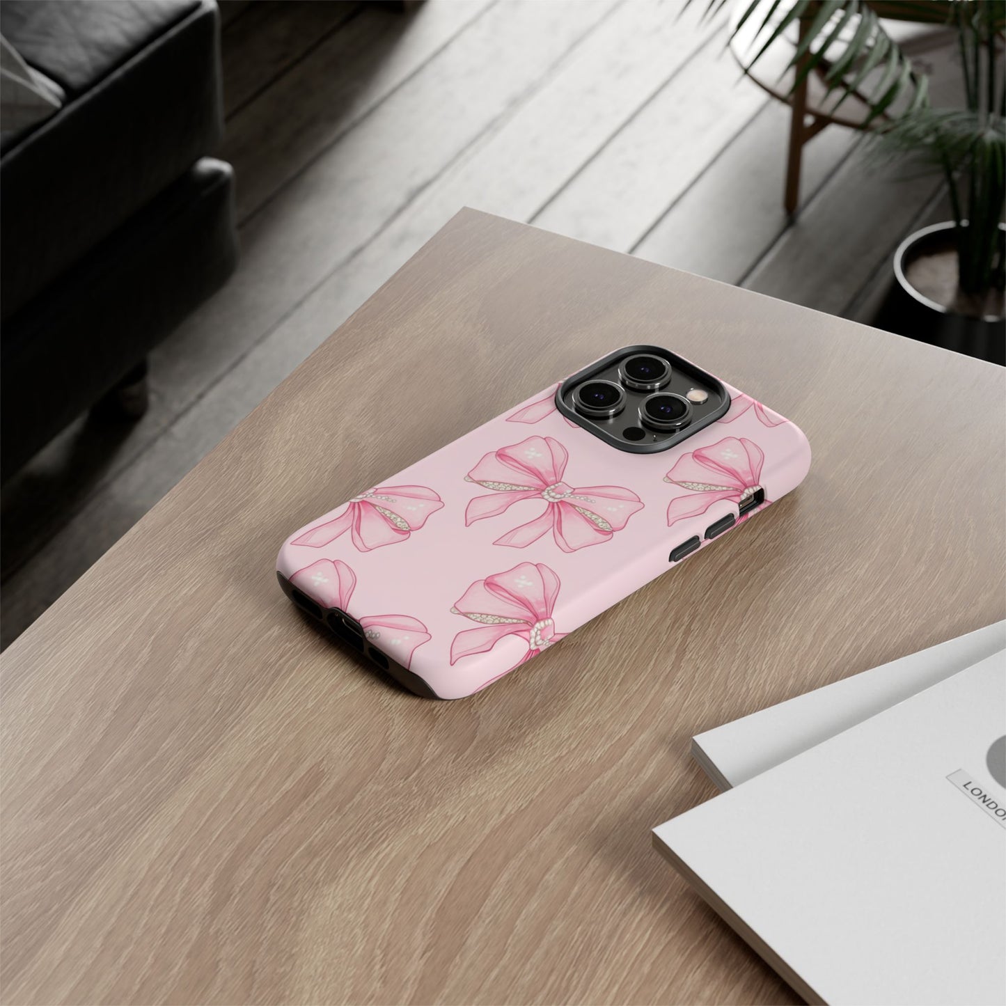 Pink Bow Pattern Phone Case | Coquette Aesthetic Tough Protective Case