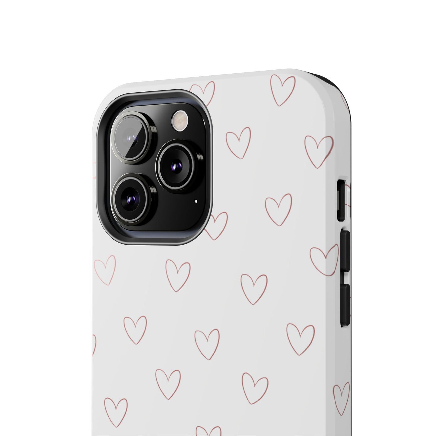 Hand-Drawn Hearts Tough Phone Case | Minimal Pink Heart Pattern
