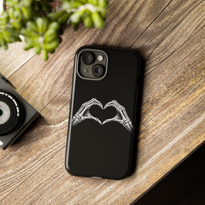 Skeleton Hands Heart Phone Case | Gothic Black Protective Cover