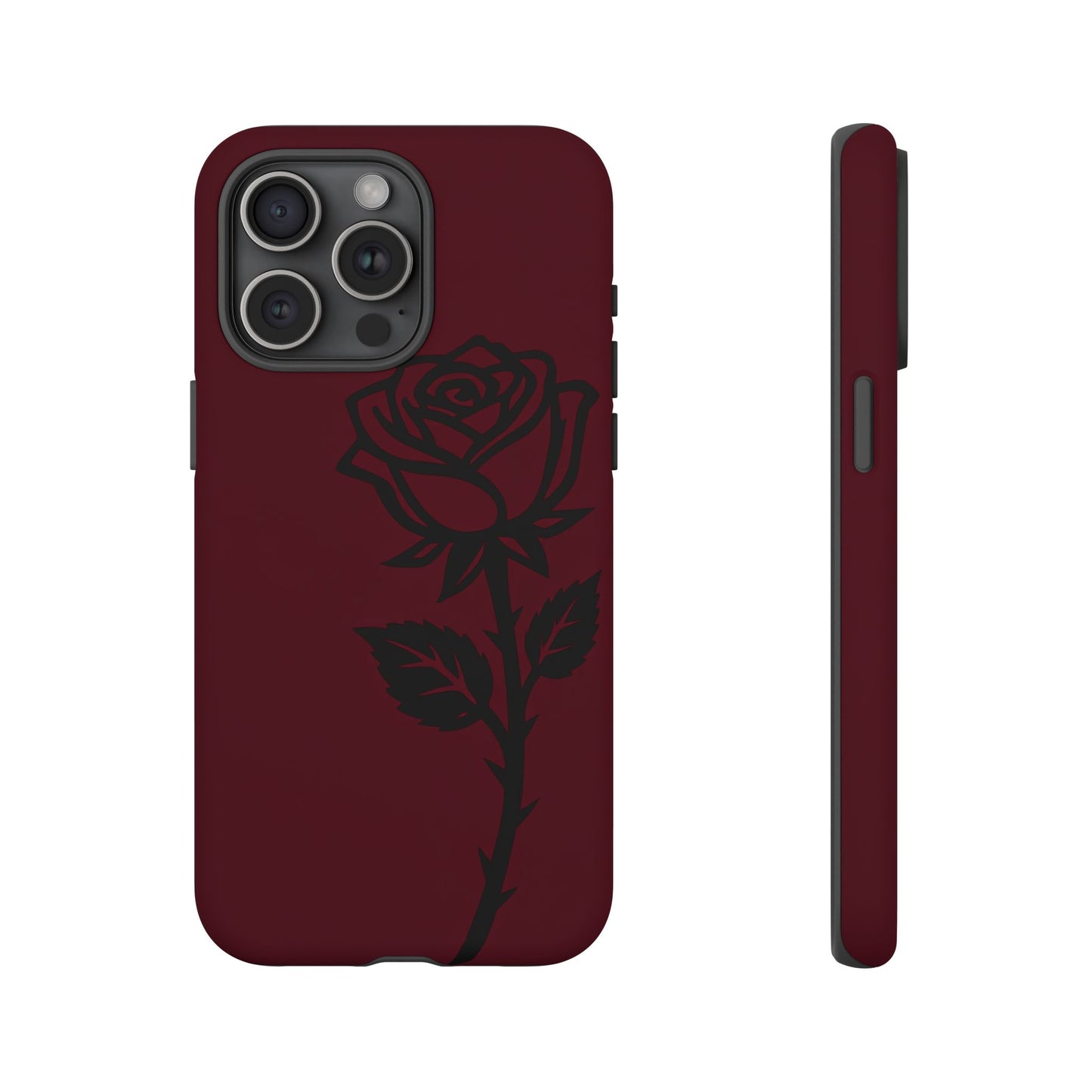 Black Rose Burgundy iPhone Case | Dark Aesthetic Shockproof Protective Cover
