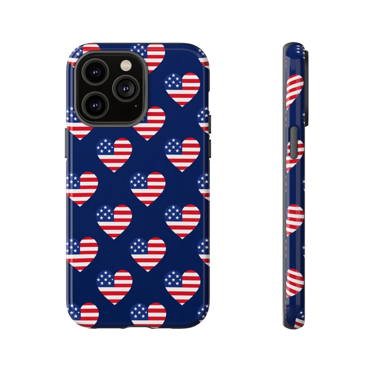 Patriotic American Flag Heart Phone Case – Tough Shockproof, USA Stars & Stripes for Iphone, Samsung Galaxy and Pixel