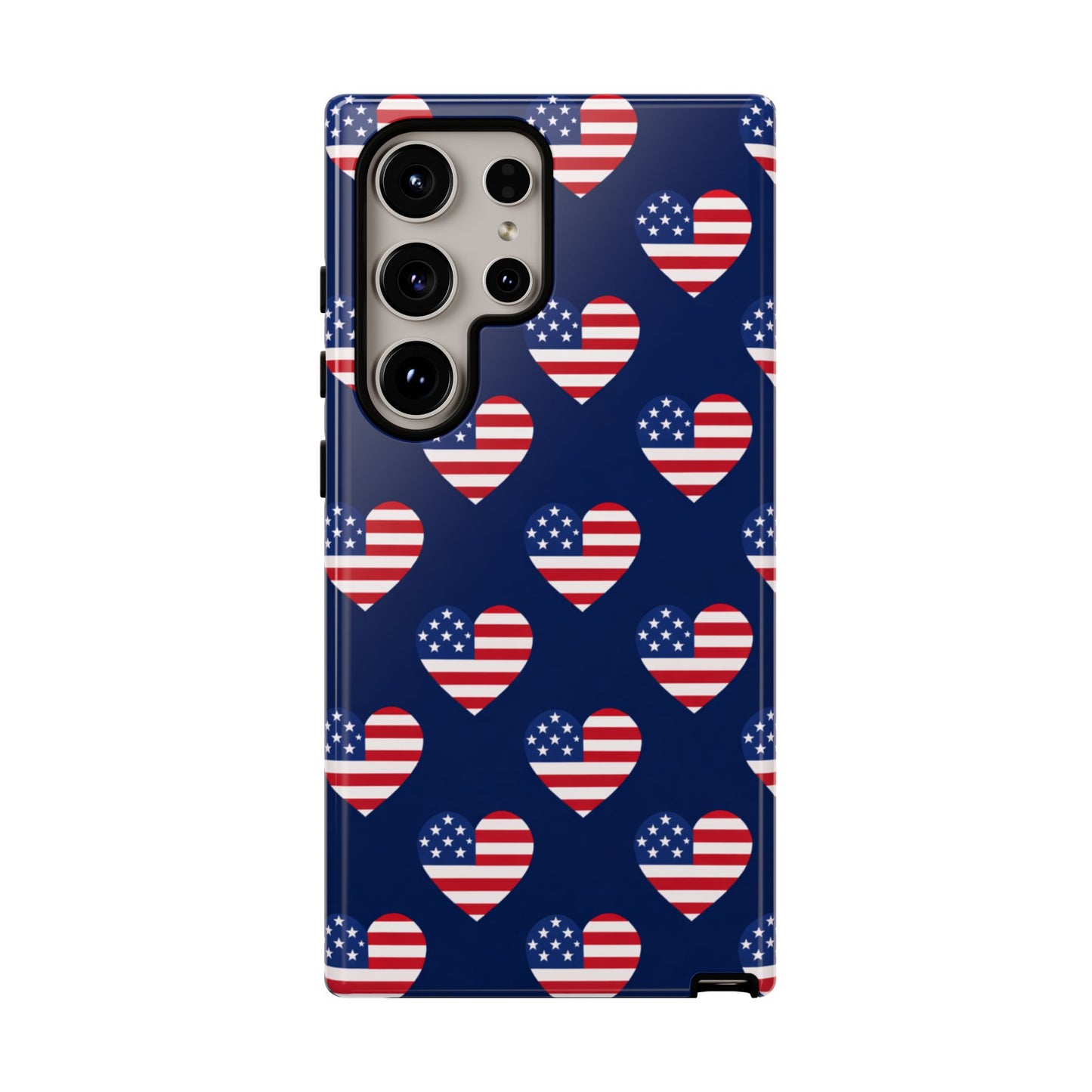 Patriotic American Flag Heart Phone Case – Tough Shockproof, USA Stars & Stripes for Iphone, Samsung Galaxy and Pixel