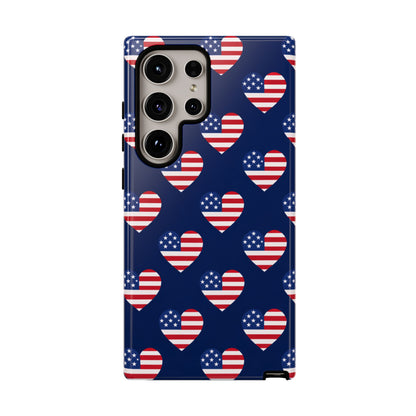 Patriotic American Flag Heart Phone Case – Tough Shockproof, USA Stars & Stripes for Iphone, Samsung Galaxy and Pixel