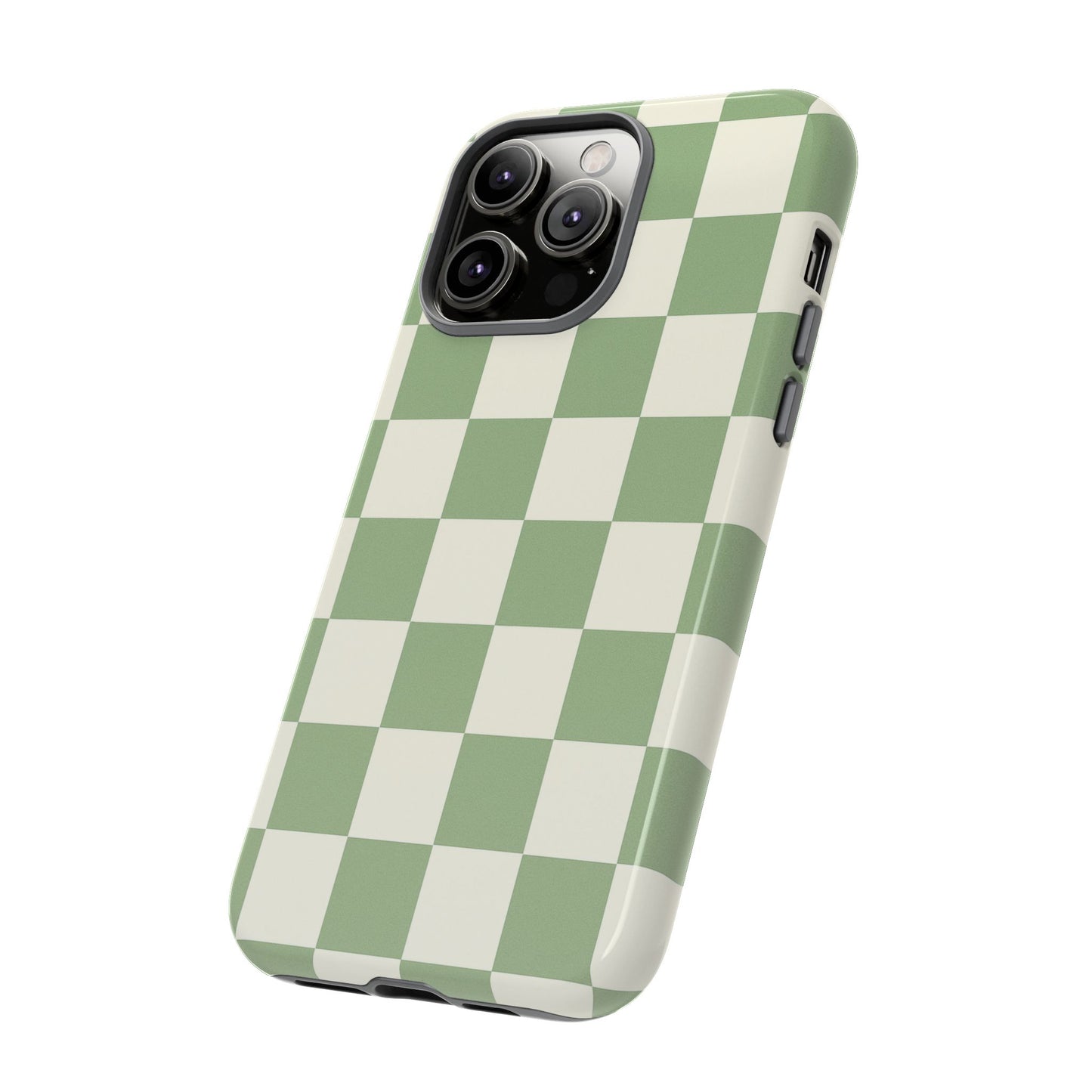 Sage Green Checkerboard Phone Case | Minimal Aesthetic Tough Case