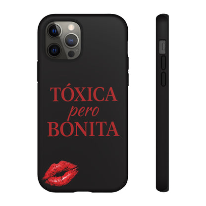 Toxica Pero Bonita Phone Case, Latina Quote Case, Red Lips Aesthetic, Spanish Saying Case, Trendy Tough Cover