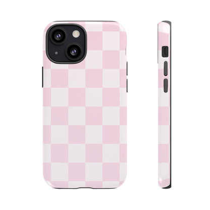 Pink Checkerboard Phone Case | Aesthetic Tough Protective Case
