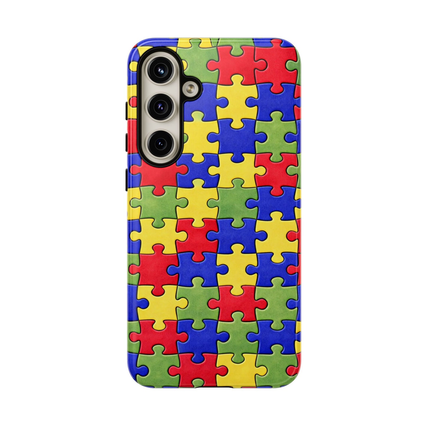 Colorful Puzzle Phone Case, Autism Awareness Jigsaw Design, Tough Protective Case, iPhone & Samsung Case, Vibrant Puzzle Pattern