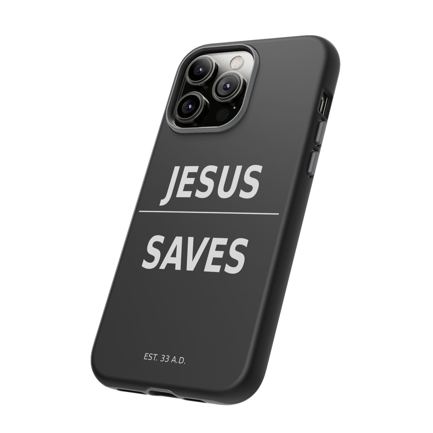 Jesus Saves Phone Case Christian Religious Minimalist Black Tough Cover