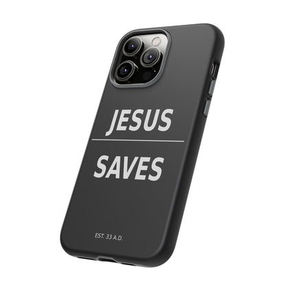 Jesus Saves Phone Case Christian Religious Minimalist Black Tough Cover