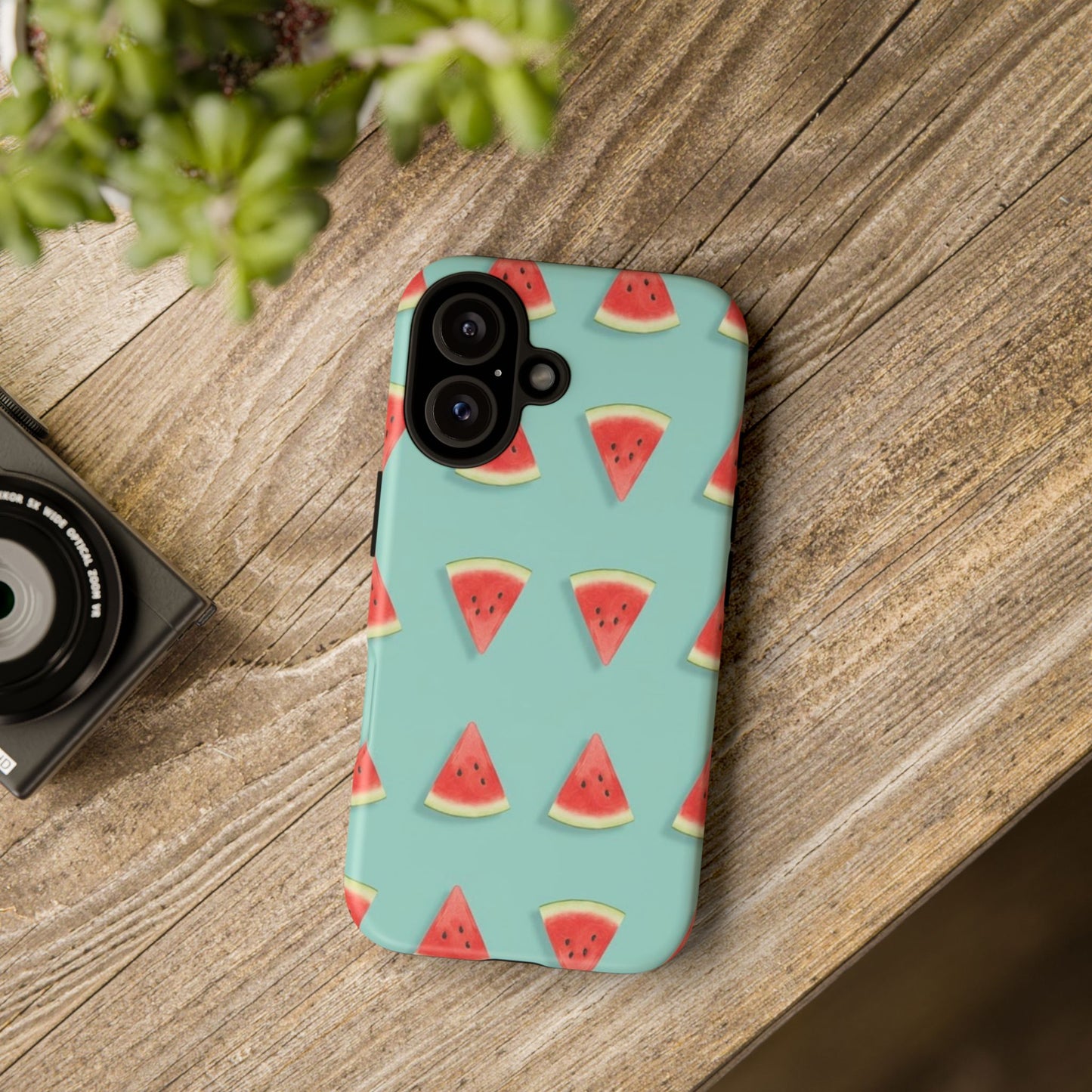 Watermelon Phone Case – Pastel Blue Summer Fruit Tough Case (iPhone, Samsung, Pixel)