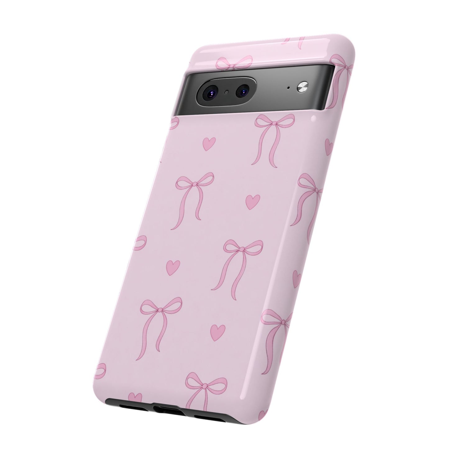 Pink Bow Heart Aesthetic Phone Case – Coquette Cute Tough Cover