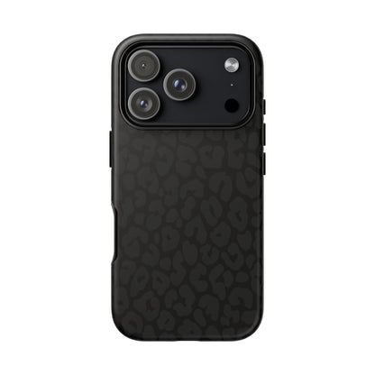 Black Leopard Phone Case | Black on Black Leopard Print Tough iPhone & Samsung Case | Matte or Glossy Protective Cover