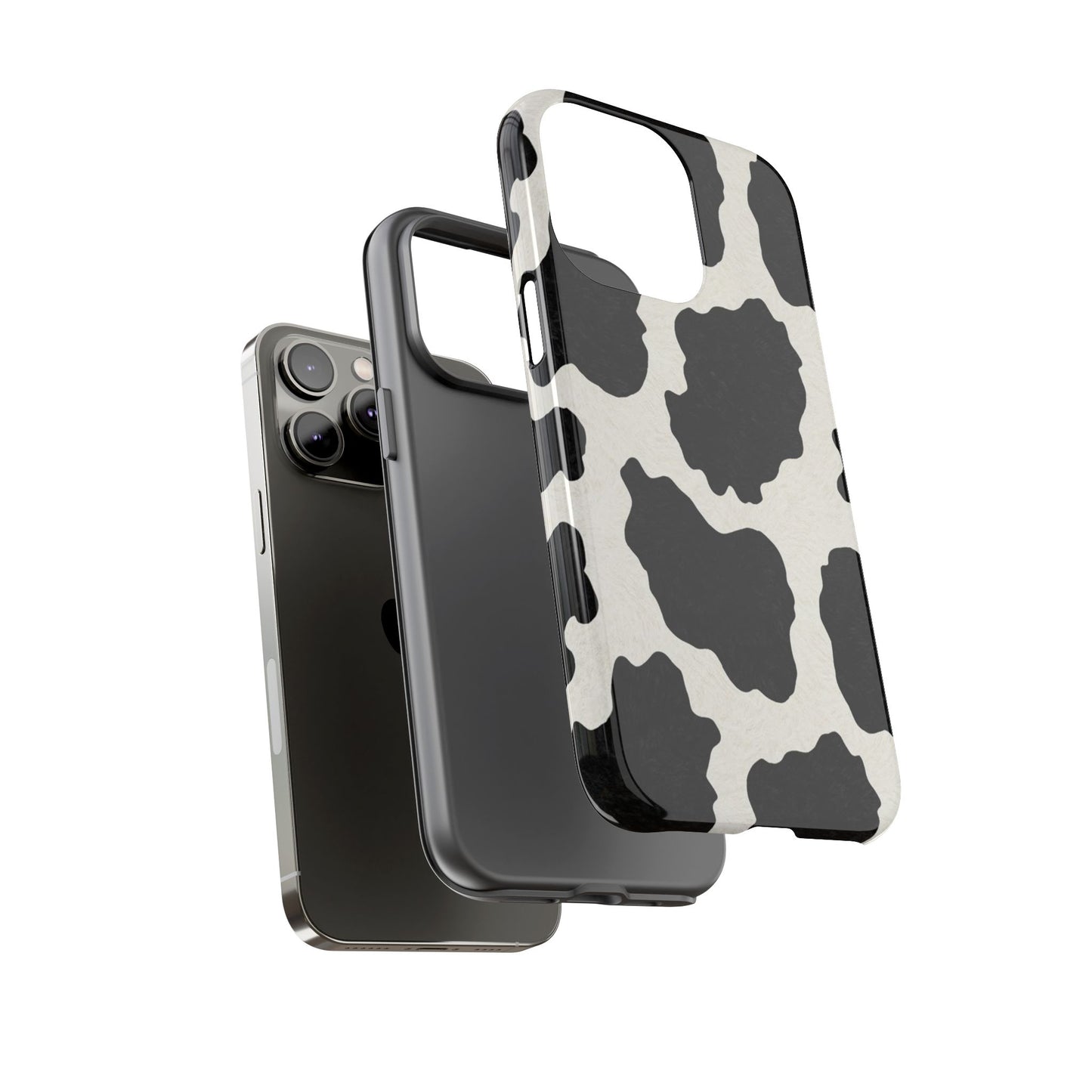 Black & White Cow Print Phone Case | Western Aesthetic iPhone & Samsung Tough Case
