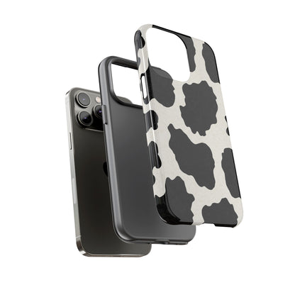 Black & White Cow Print Phone Case | Western Aesthetic iPhone & Samsung Tough Case