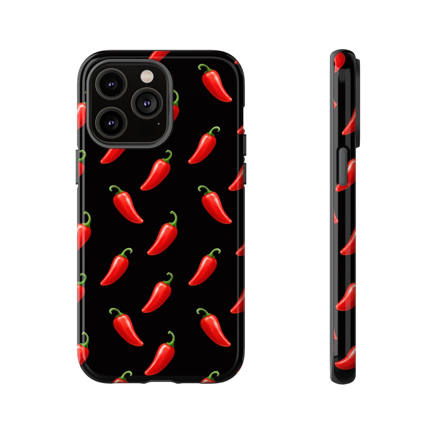 Spicy Chili Pepper Phone Case – Black Cute Hot Pepper Tough Cover for Iphone, Samsung Galaxy and Pixel