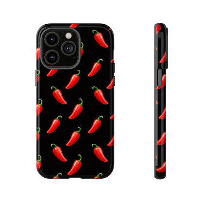 Spicy Chili Pepper Phone Case – Black Cute Hot Pepper Tough Cover for Iphone, Samsung Galaxy and Pixel