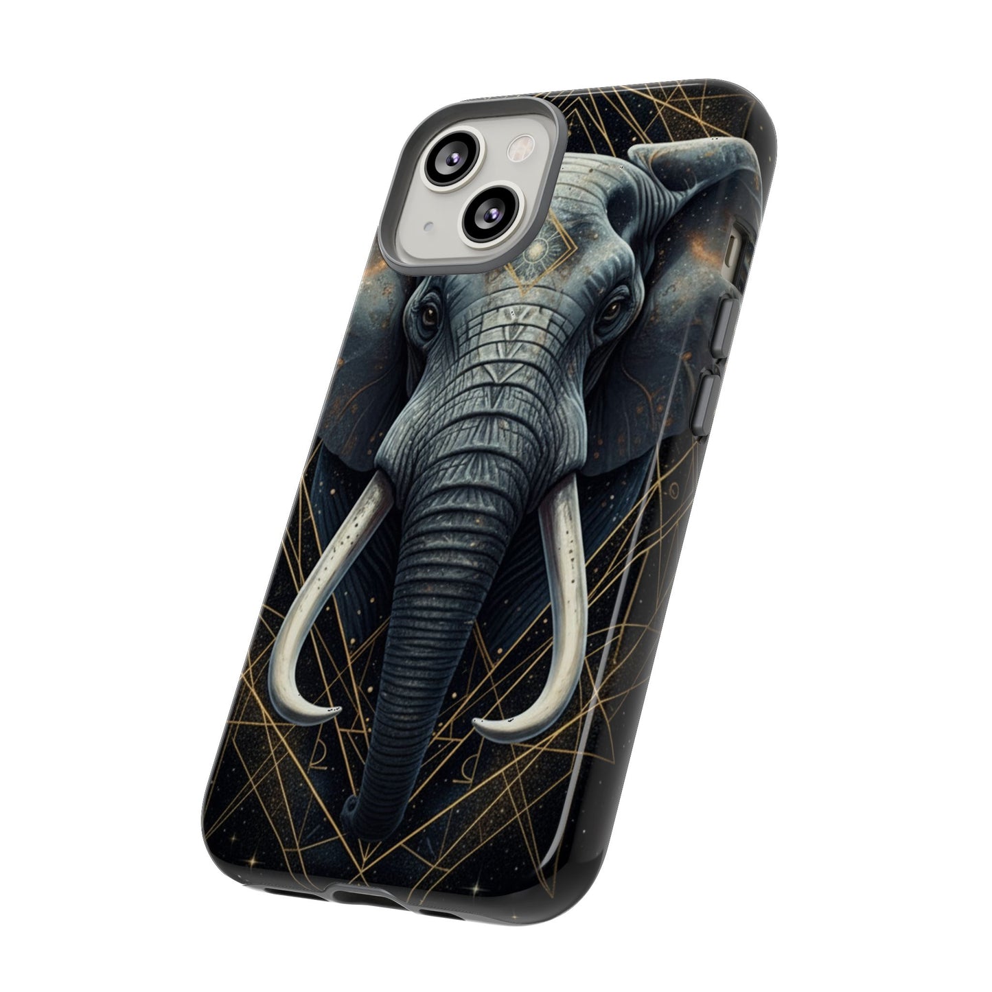 Elephant Mandala Phone Case – Black and Gold Spiritual Elephant Tough Protective Case