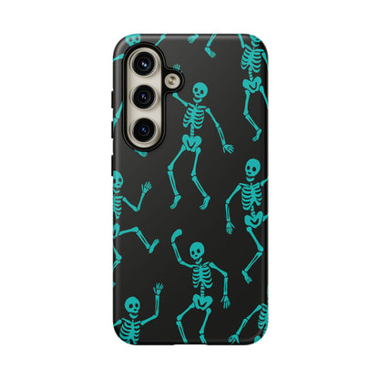 Dancing Teal Skeletons Phone Case | Tough Protective Case for Iphone, Samsung Galaxy and Pixel