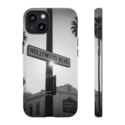 Hollywood Blvd Phone Case | Vintage Los Angeles Street Sign | Black & White LA Aesthetic