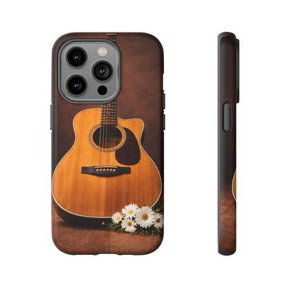 Acoustic Guitar Daisy Phone Case | Rustic Music Lover Tough Cover