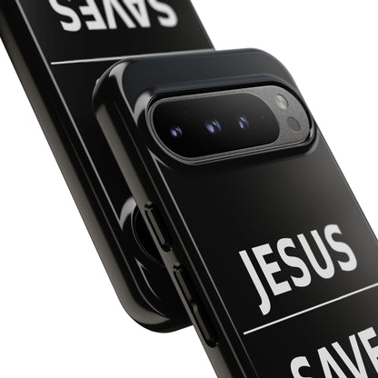 Jesus Saves Phone Case Christian Religious Minimalist Black Tough Cover