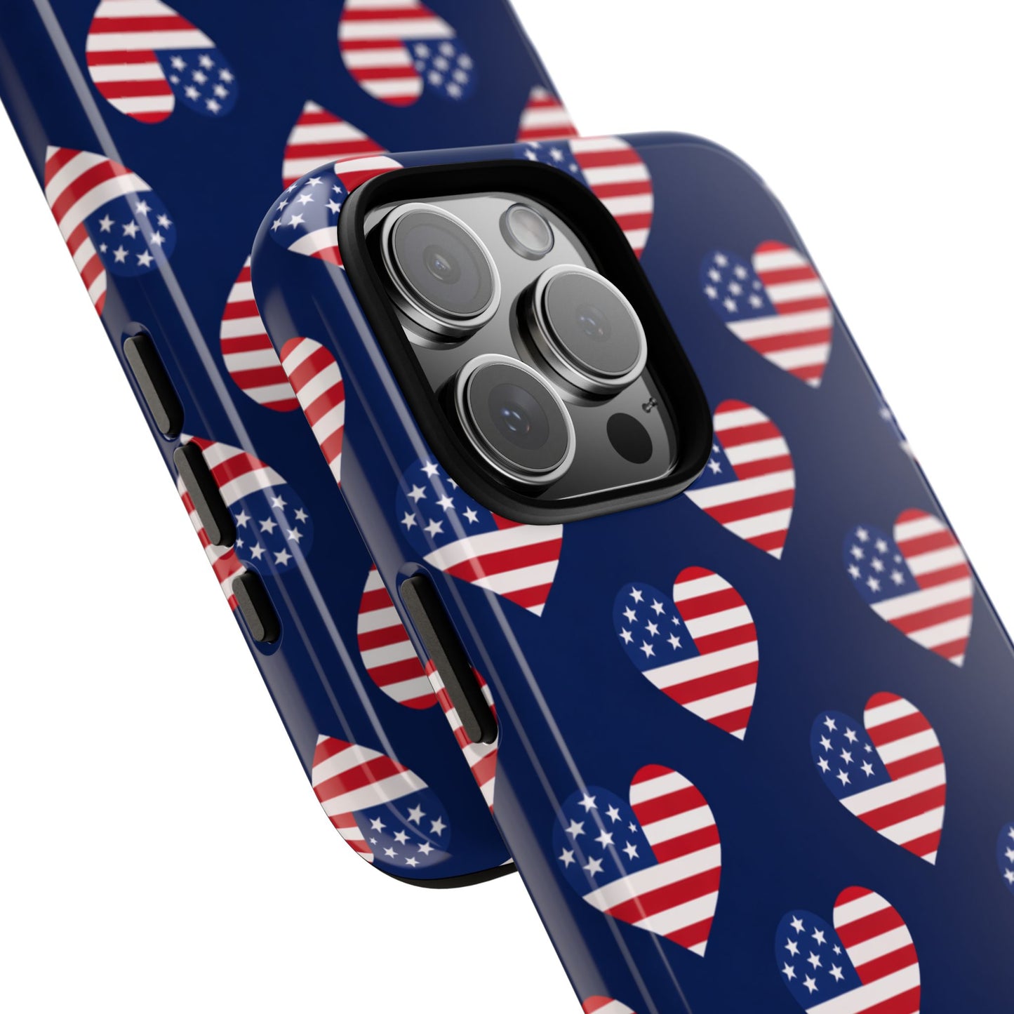 Patriotic American Flag Heart Phone Case – Tough Shockproof, USA Stars & Stripes for Iphone, Samsung Galaxy and Pixel