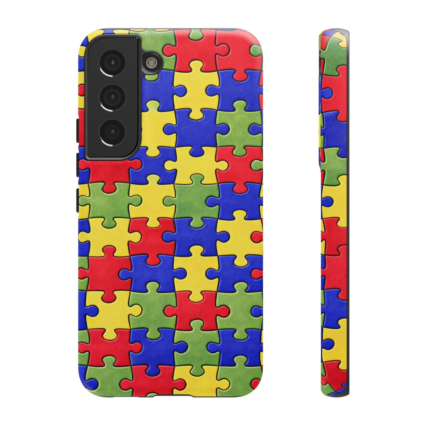 Colorful Puzzle Phone Case, Autism Awareness Jigsaw Design, Tough Protective Case, iPhone & Samsung Case, Vibrant Puzzle Pattern
