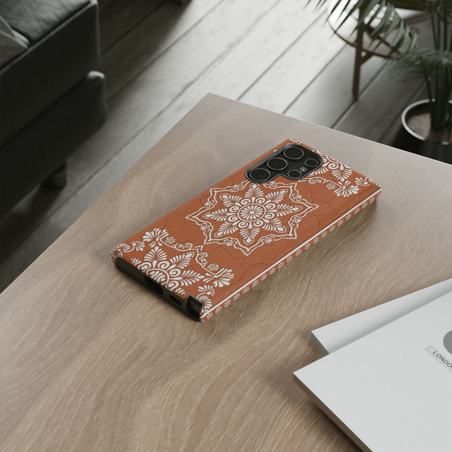 Talavera Terracotta Phone Case | Mexican Floral Pattern iPhone & Samsung Tough Case | Boho Clay Aesthetic Cover