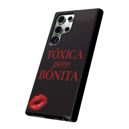 Toxica Pero Bonita Phone Case, Latina Quote Case, Red Lips Aesthetic, Spanish Saying Case, Trendy Tough Cover