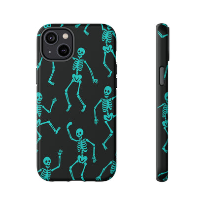 Dancing Teal Skeletons Phone Case | Tough Protective Case for Iphone, Samsung Galaxy and Pixel