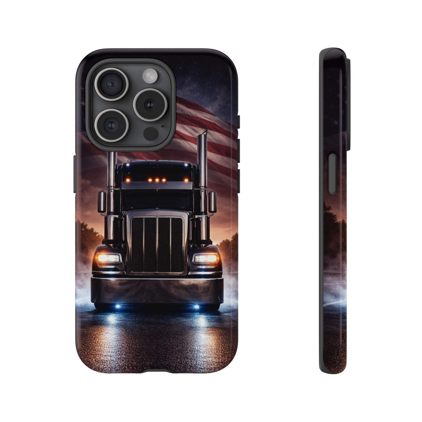 Semi Truck Phone Case American Flag Big Rig Trucker Gift iPhone Samsung