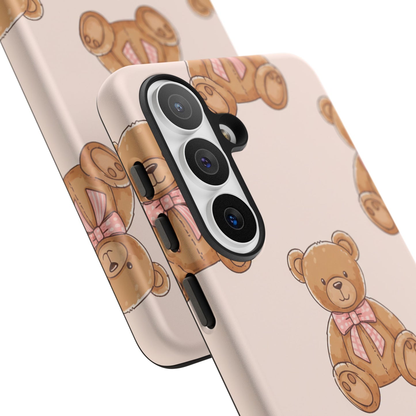 Teddy Bear Phone Case | Cute Coquette Aesthetic Pink Bear Pattern Case | Kawaii Soft Girl iPhone & Samsung Tough Protective Case