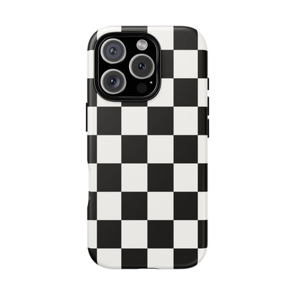 Black & White Checkerboard Phone Case – Classic Aesthetic Tough Protective Case for Iphone, Samsung Galaxy and Pixel