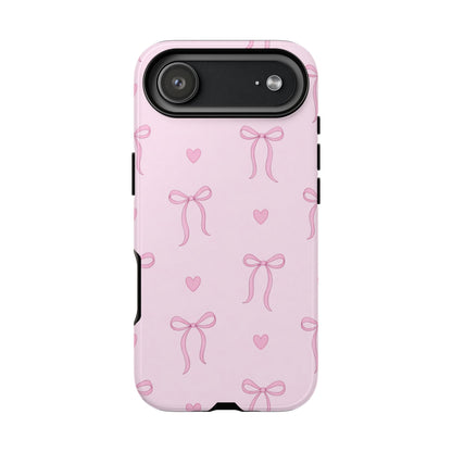 Pink Bow Heart Aesthetic Phone Case – Coquette Cute Tough Cover