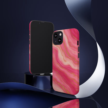 Pink Marble Phone Case | Rose Gold Swirl Aesthetic Tough Protective Case