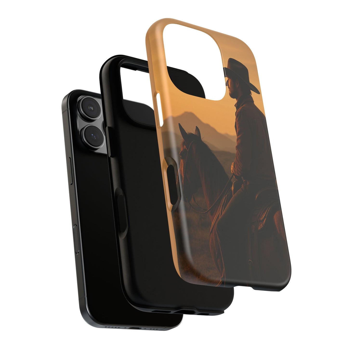 Western Cowboy Sunset Phone Case | Horse Rider Desert Aesthetic Tough Protective Case